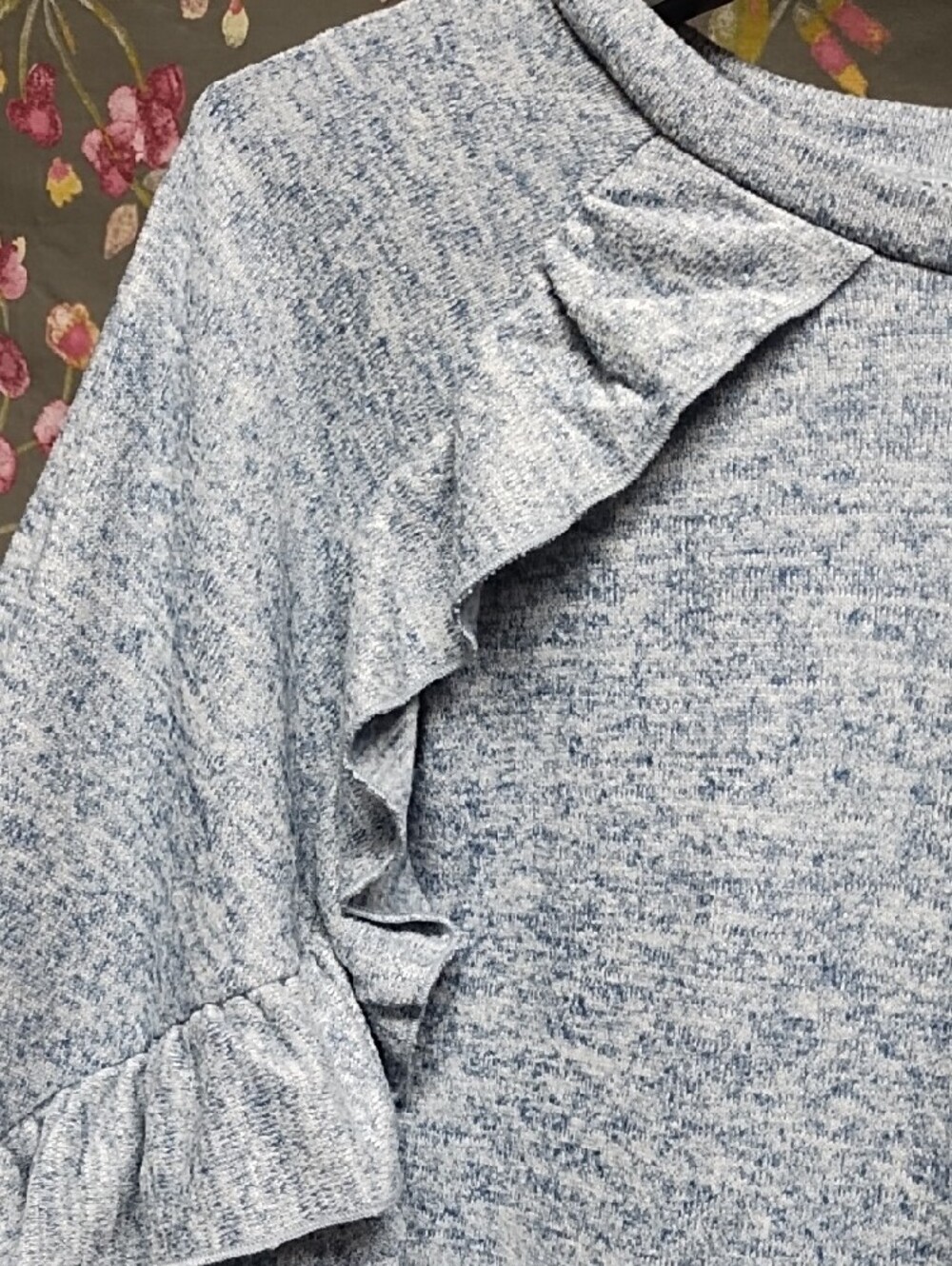 Madison Light Blue Ruffle Lightweight Top - Picture 2 of 7